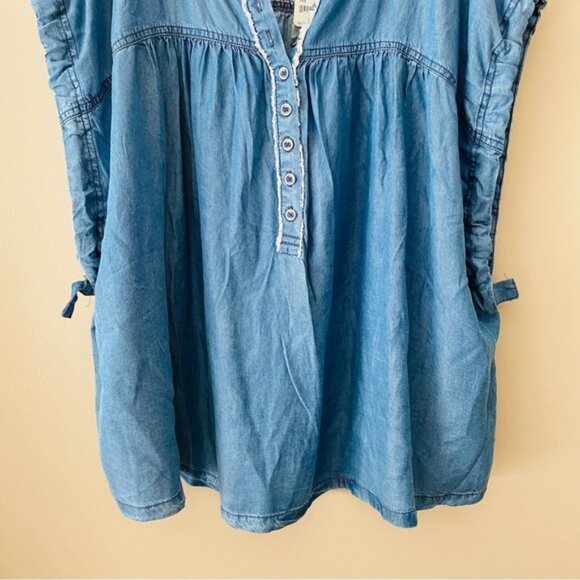 Free People Summer Love Top Blue Sz Medium - Picture 3 of 8